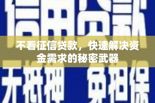 休宁不看征信贷款，快速解决资金需求的秘密武器