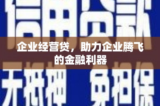 休宁企业经营贷，助力企业腾飞的金融利器