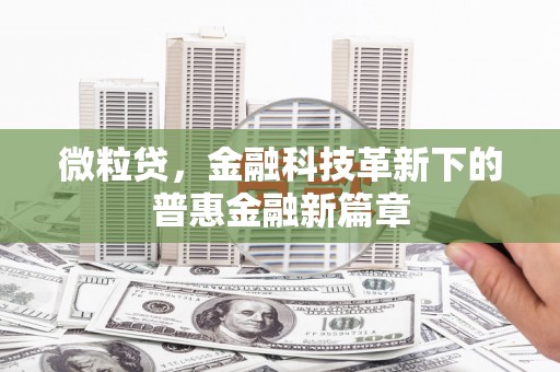 休宁微粒贷，金融科技革新下的普惠金融新篇章